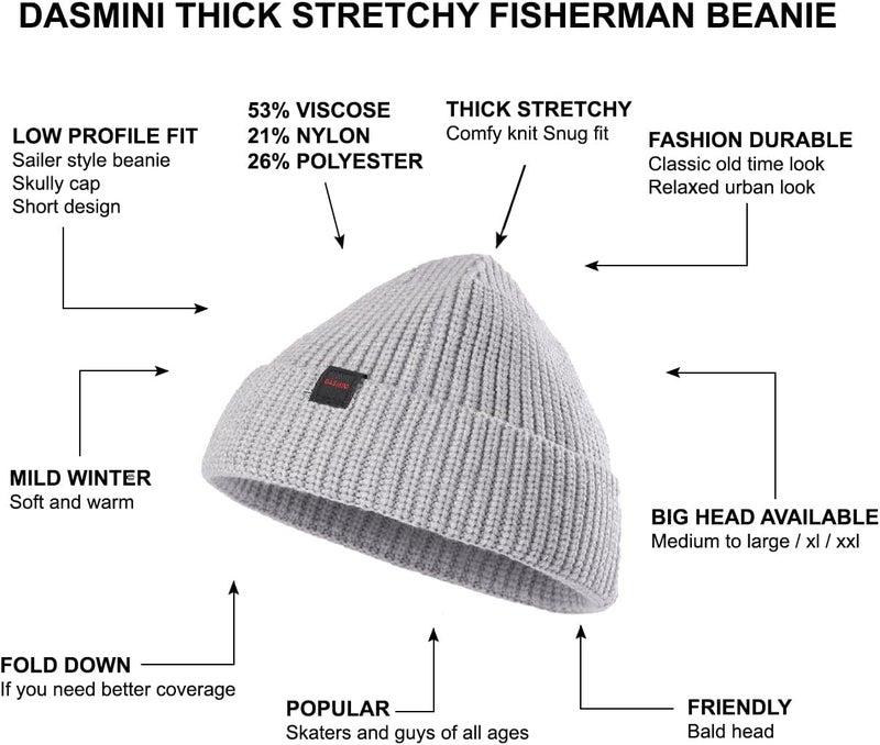 DASMINI Fisherman Beanie Hats for Men Women,Knit Trawler Skull Cap,Watch Cap,Spring Fall Winter Warm Short Hats - Image 4